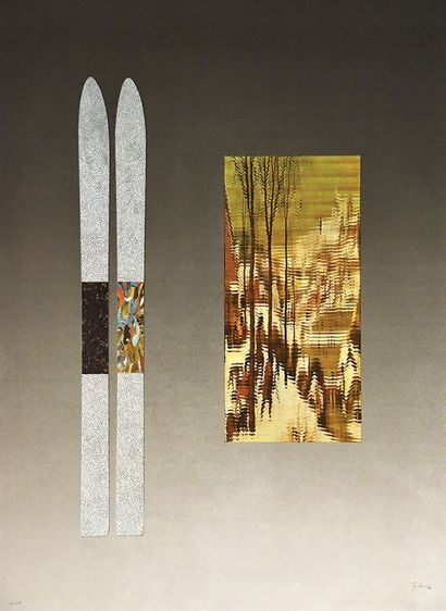 Olympic Games Sarajevo Skis lithograph signed...