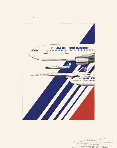 Icare N° 107 Air France Tom 2 Gouache signed...