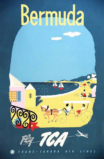 Bermuda Fly TCA Trans Canada Airlines Poster...