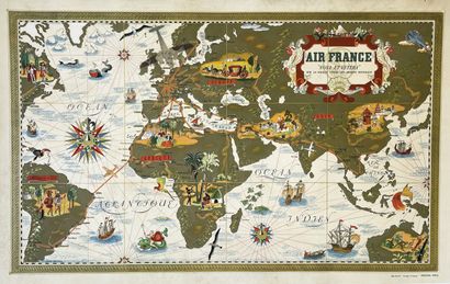 Planisphere Air France Maron et Rouge Nova...