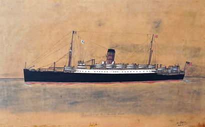 Paquebot de la Cunard pastel and gouache,...