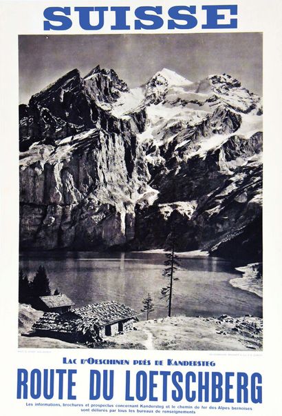 Switzerland, Loetschberg Road Lake Oeschimen...