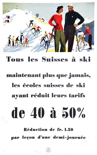 Tous les Suisses à skiSZV Affiche entoilée/...
