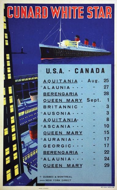 Queen Mary New York Direct Cunard White Star...