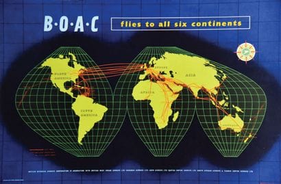 BOAC - Flies to all Six Continents PlanisphereBritish...