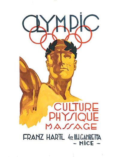 Olympic Franz Hartl Gouache resuming the...