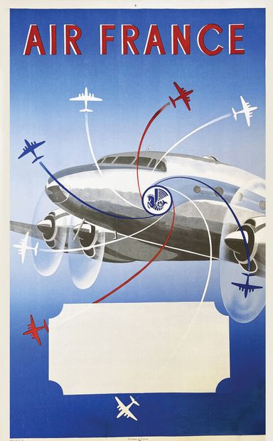 Air France Avion avec flèches Poster entoilée/...