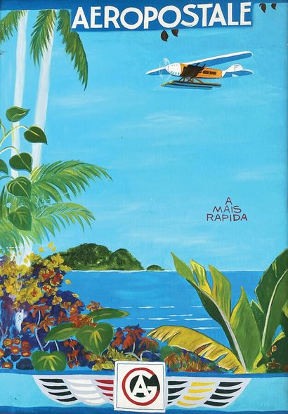Aerpostale A Mais Rapida oil on canvas after...