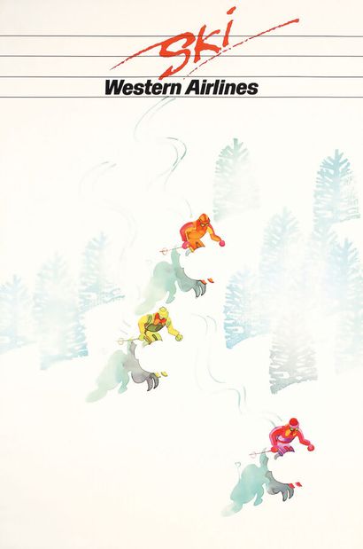 Ski - Western Airlines Affiche entoilée/...