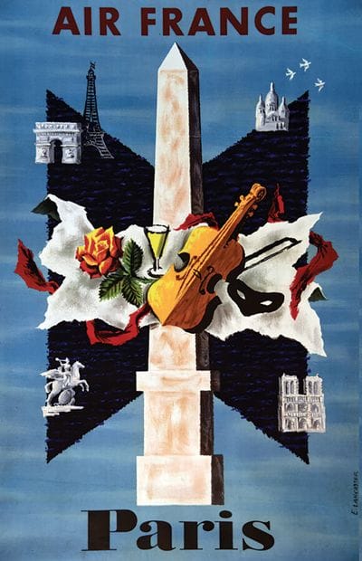 Paris - Air France Affiche entoilée/ Vintage...