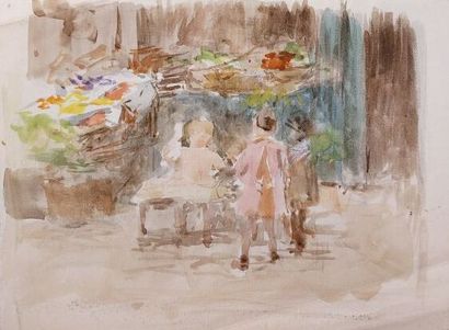 GILBERT Victor (1847-1935)

Enfant au landau

Aquarelle...