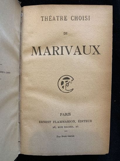 Théâtre de Marivaux

1 volume 

1/2 reliure

Edition...