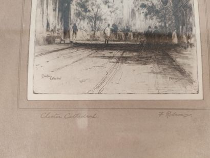 Lot de trois gravures anglaises en noir encadrées:

-...