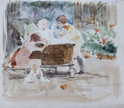 GILBERT Victor (1847-1935)

Enfant au landau

Aquarelle...