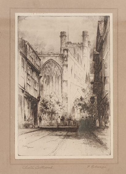 Lot de trois gravures anglaises en noir encadrées:

-...