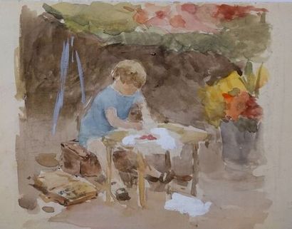 GILBERT Victor (1847-1935)

Enfant au landau

Aquarelle...