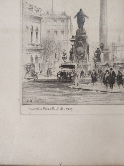 Lot de trois gravures anglaises en noir encadrées:

-...