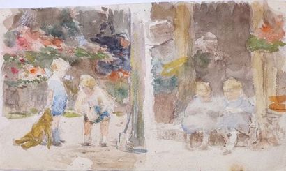 GILBERT Victor (1847-1935)

Enfant au landau

Aquarelle...