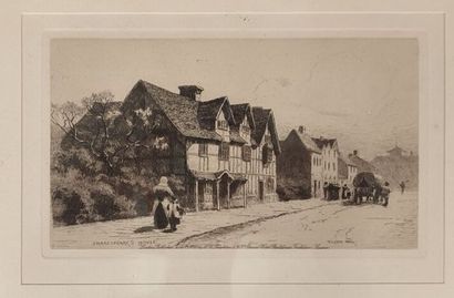 Lot de trois gravures anglaises en noir encadrées:

-...