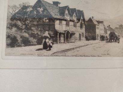 Lot de trois gravures anglaises en noir encadrées:

-...