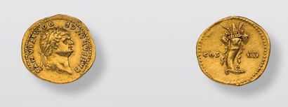 DOMITIEN (81-96). Aureus (75). Tête laurée,...