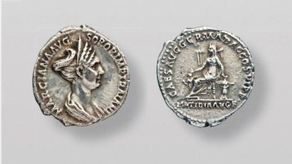 MARCIANE, soeur de Trajan. Denier. Son buste...