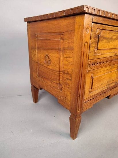 Chest of drawers in fruitwood with incised...