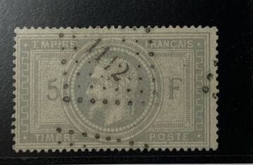 O Yv. N°33 France : 5F violet-grey cancelled...