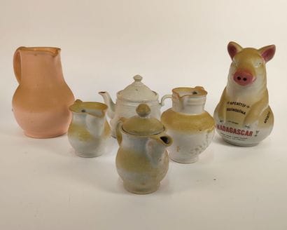 Set of glazed ceramic pitchers