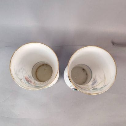 Pair of opaline vases decorated with flowers
Height:...
