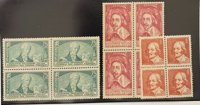 ** Yv. N°303 + 305 +306 3 blocs de 4, centrage...