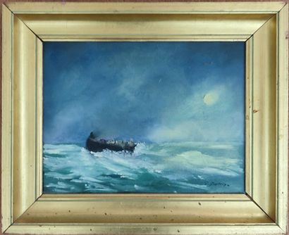 Lot of framed pieces representing seascapes
One...