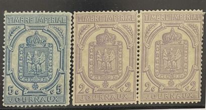 * Yv. Journaux 7 + 11	France : 2c violet...