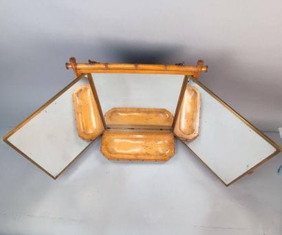 Light wood and bamboo table mirror
Japanese...