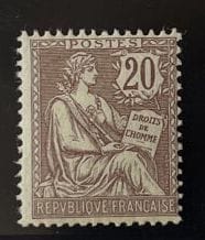 **Yv. N°126 France : Mouchon 20c brown-lilac...