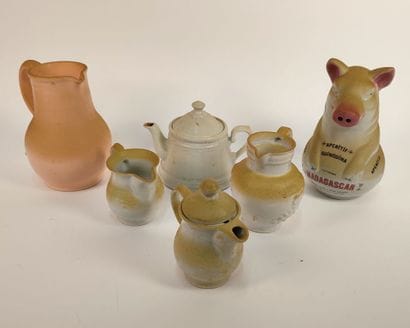 Set of glazed ceramic pitchers