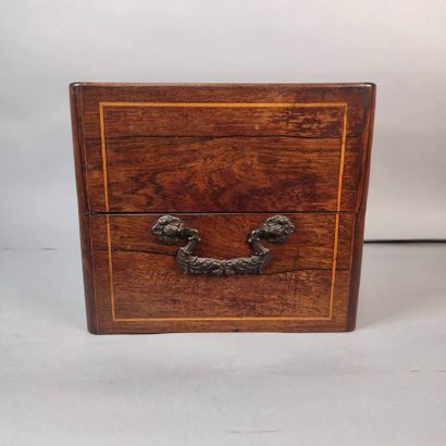 Rosewood liqueur cellar box inlaid with light...