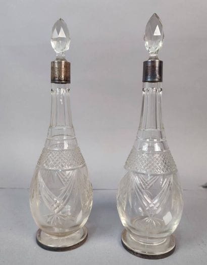 Pair of cut crystal liqueur bottles
Mounted...