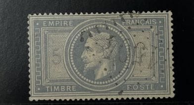 O Yv. N°33 France : 5F grey-blue obliteration...