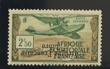 ** Yv. PA N°15a A.E.F : Surcharge renversée....