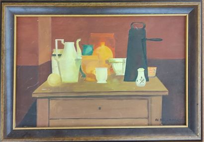 Lot of framed pieces representing still lifes...