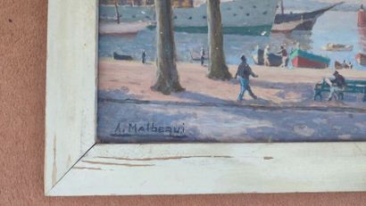 Lot of framed pieces representing seascapes
One...