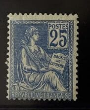 **Yv. N°114 France : Mouchon 25c blue T.I...