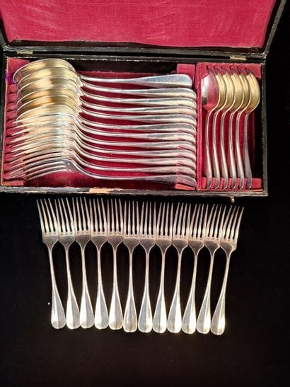 Household silver plated metal, model baguette,...