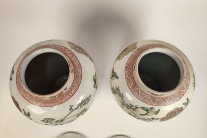 CHINA
Pair of porcelain covered baluster...