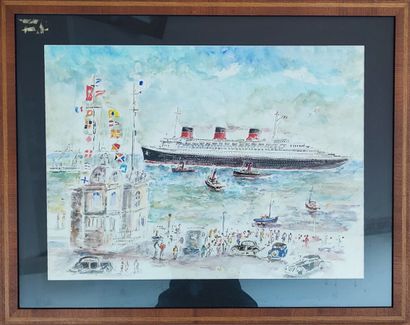 Lot of framed pieces representing seascapes
One...