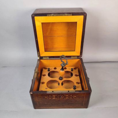 Rosewood liqueur cellar box inlaid with light...