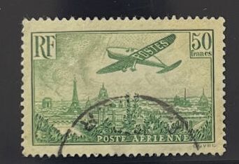 O Yv. PA N°14	France : 50F vert-jaune, oblitération...