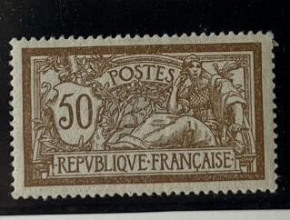 **Yv. N°120 France : Merson 50c brown and...