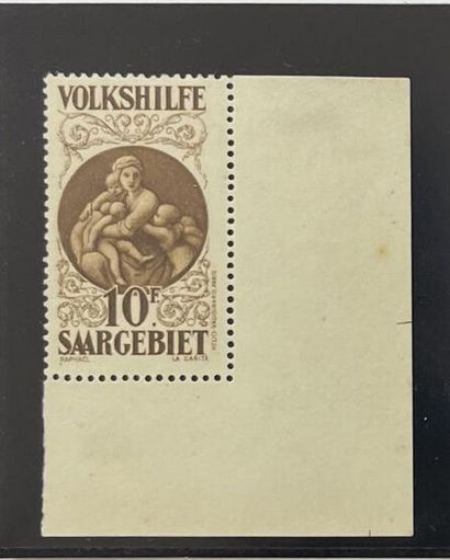 ** Yv. N°131	Sarre : 10c brun, coin de feuille....